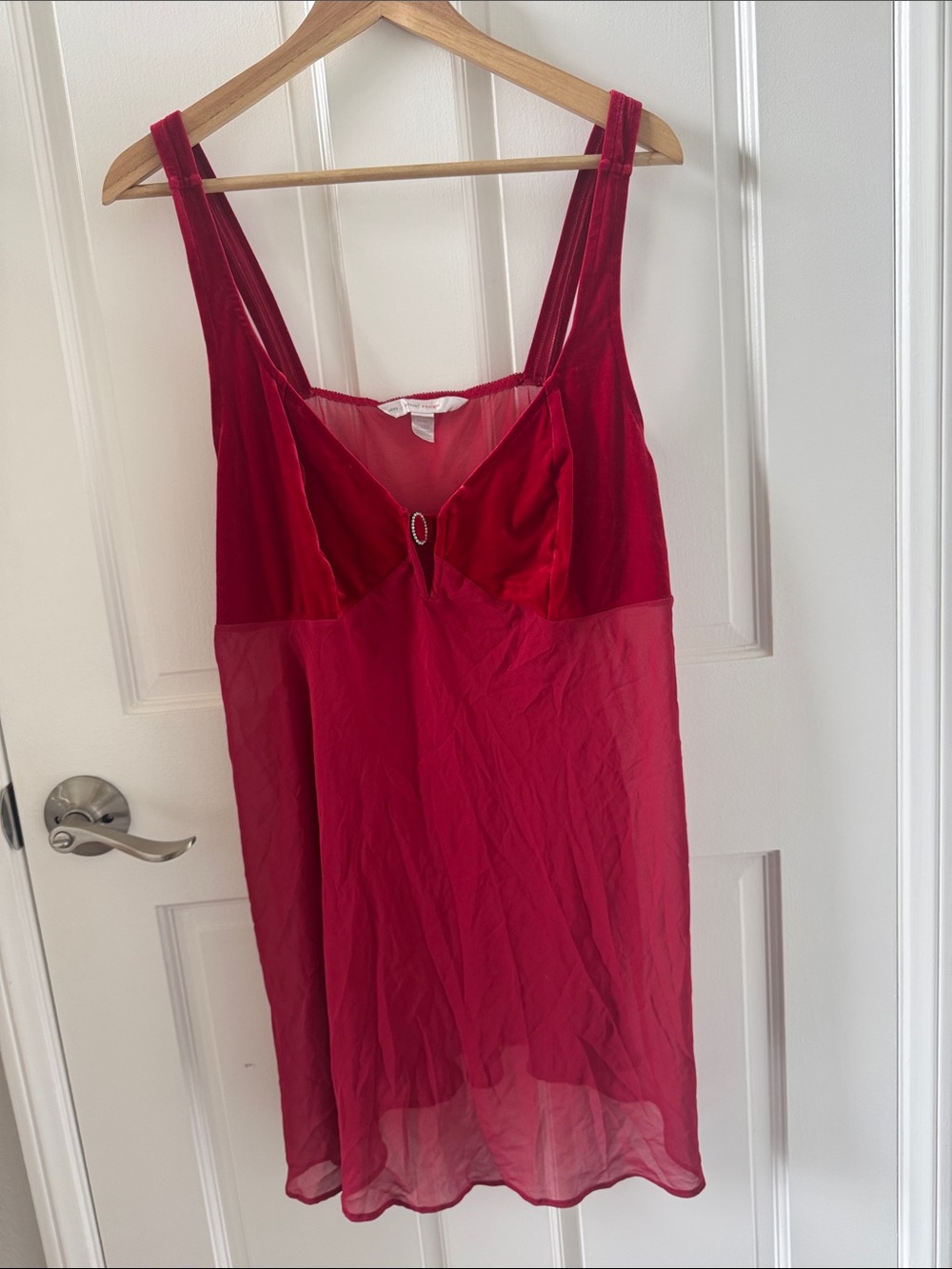 Cacique Red velvet like & Sheer Chiffon Chemise size 22/24